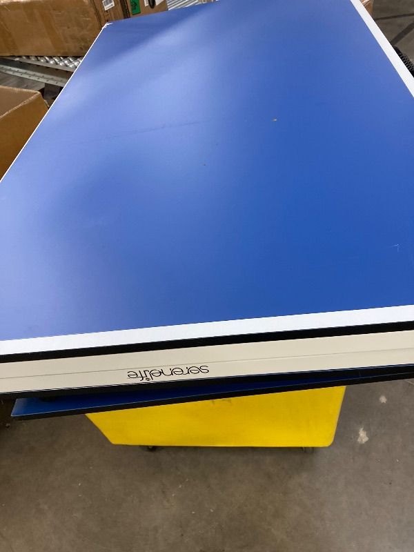 Photo 1 of ***DAMAGED -SELLING AS PARTS ONLY*** SereneLife Collapsible Full Size Ping Pong Table, 9’ x 5’ Regulation Fold-Flat Table Tennis, Hinged Panels for SUV Transport and Easy Storage, Portable Space-Saving Design, Net & Post Set Included