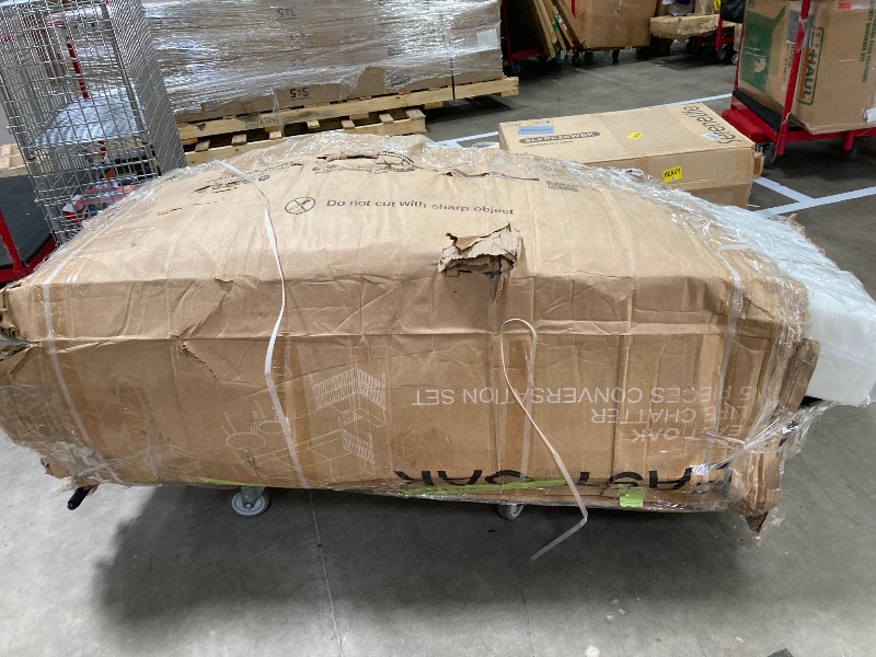 Photo 1 of **MISSING PIECES SELLING AS PARTS ONLY*** East Oak Signature INCOMPLETE Pieces Outdoor Dining Set | Durable & Comfortable for Teslin Fabric in Dark Grey for Garden and Yard ***ORIGINAL STOCK PHOTO NOT AVAILABLE ***