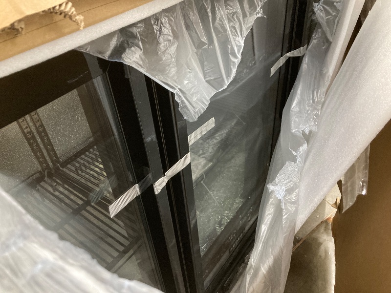 Photo 1 of **NOTE: ONE OF THE GLASS PANES IS BROKEN. IT CAN BE USED FOR PARTS.**   BODEGACOOLER Commercial Bar Cooler With 3 Glass Doors,12 Cu.Ft Counter Height Back Beverage Refrigerator,Display Bar Fridge with LED Lighting,Beverage Cooler for Beer Stainless Steel 