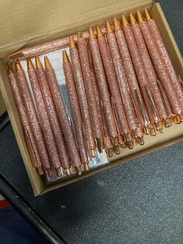 View 2 of 36 Set Inspirational Pens for Women Bulk - Rose Gold Glitter Ballpoint Pens with Quotes for Coworker Appreciation Gifts - Nurse Teacher Staff Christmas Desk Accessories Office Supplies (Awesome)