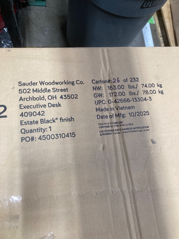 Photo 1 of ***Selling for parts only***Sauder Edge Water Executive Desk, Double Ped Desks, Roomy Workspace - Estate Black Finish