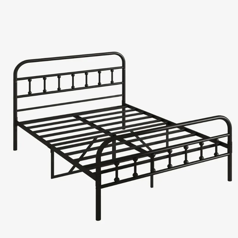 Photo 1 of ***Selling for Parts Only***UHOMEPRO Full Size Bed Frame, Victorian Style Metal Full Bed Frame, Quiet & Stable Steel Platform Bed with Headboard and Footboard, No Box Spring Needed, Easy Assembly, Black