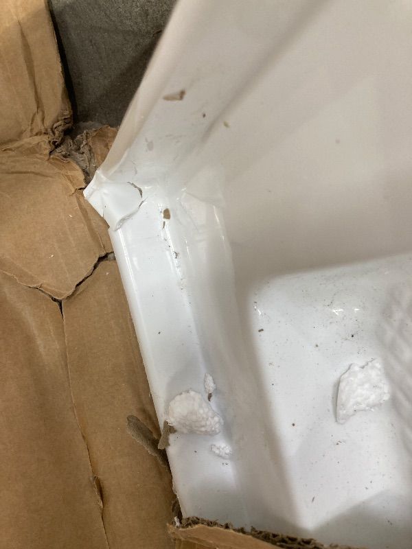 Photo 1 of **3 CORNERS HAVE DAMAGE-SEE PICS/NOT IN ORIGINAL BOX***DreamLine SlimLine 36 in. D x 60 in. W x 2 3/4 in. H Center Drain Single Threshold Shower Base in White, DLT-1136600