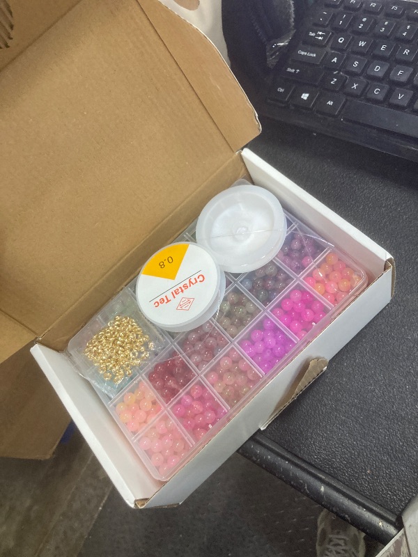 Photo 1 of ?2 Pack? More Than 1300PCS Round Glass Beads for Jewelry Making,48 Colors 8mm Crystal Beads for Bracelets Jewelry Making and DIY Crafts, 2 Box Round Beads Suitable for Beginners. (Solid+Printing)