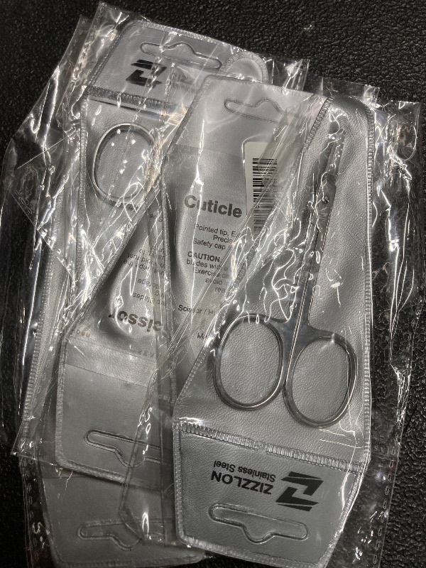 Photo 1 of  *** pack of **6**ZIZZLON Cuticle Scissors Professional Extra Fine Curved Pointed Tip - Stainless Steel Grooming Scissors for Eyebrows, Beard, Nose Hair, Eyelash, Mustache, Dry Skin - Manicure Scissors