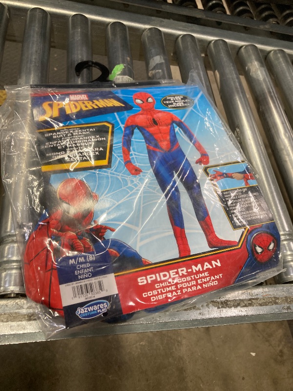 View 2 of ***MISSING MASK*** Marvel Spider-Man Official Youth Deluxe Zentai Costume - Deluxe Two-Way Stretch Spandex with Invisible Zippers and Wrist Openings for Added Convenience (M) Multi