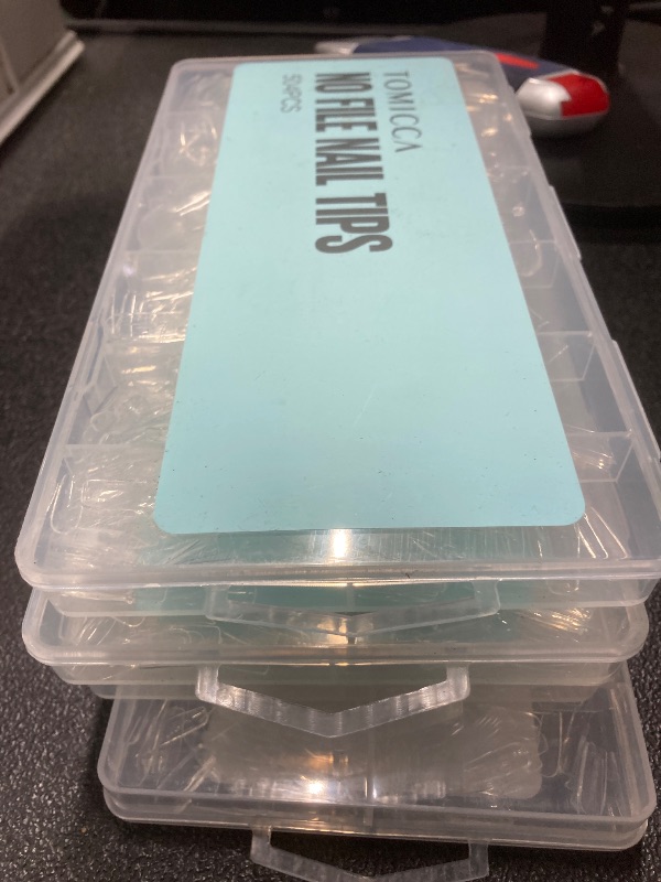 Photo 1 of ++4 PACK TOMICCA Short Square Nail Tips, 504Pcs Clear Press on Nails Square Full Cover Nail Tips Clear False Press on Nails, Soft Tips for Gel Nail Extension DIY Nail Salon 12 Sizes