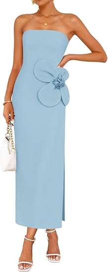 View 1 of ***The photo is for reference.
ZESICA Women's 2025 Summer One Shoulder Sleeveless Maxi Dress Casual Floral Ribbed Knit Backless Cocktail Party Long Dresses,Blue,Medium