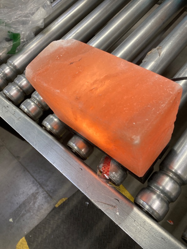 Photo 1 of ***DAMAGED -SELLING AS IS*** UMAID Himalayan Salt Lamp Rectangle, Natural Pink Rock Lamp on Modern Wood Base with Night Light Bulb and Dimmable Cord, Unique Home Decor, Zen Gifts, Perfect for Spa and Meditation Accessories