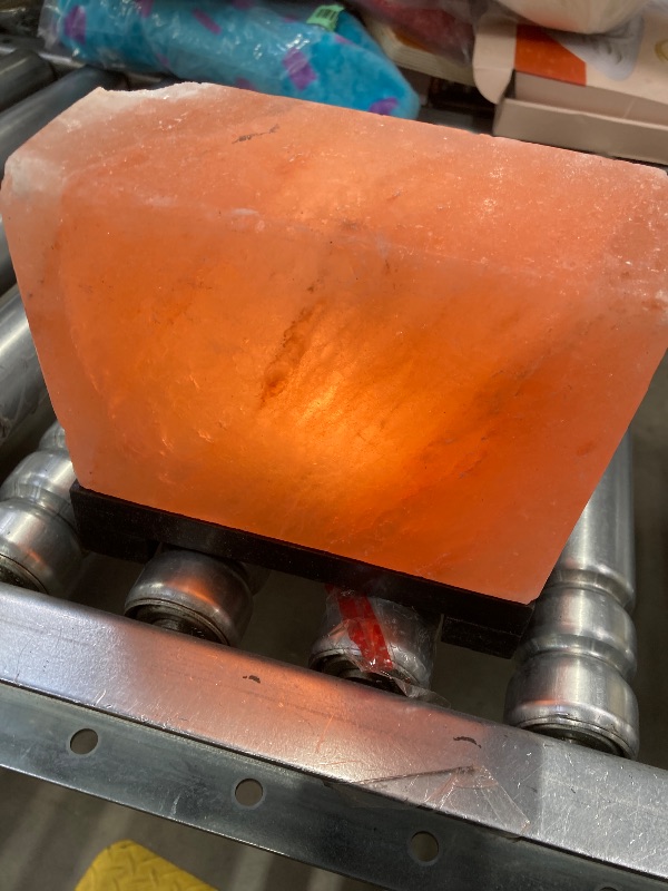 Photo 1 of ***DAMAGED -SELLING AS IS*** UMAID Himalayan Salt Lamp Rectangle, Natural Pink Rock Lamp on Modern Wood Base with Night Light Bulb and Dimmable Cord, Unique Home Decor, Zen Gifts, Perfect for Spa and Meditation Accessories