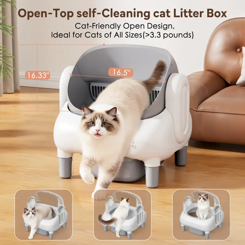 Photo 1 of **PARTS ONLY**Cumrige Self Cleaning Litter Box,Open Top Automatic Litter Box with App Control for Multiple Cats, Safety Sensors Protection,Large Waste Bin