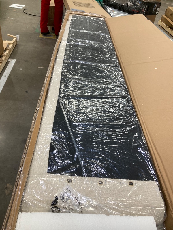 Photo 1 of ***BOX 2 OF 2 ONLY/INCOMPLETE SET***Christopher Knight Home Lanet Linen Upholstered Queen Size Bed Frame with Headboard, Modern Queen Bed Frame and Headboard, Wooden Slats Support, Easy Assembly, No Box Spring Needed, Beige