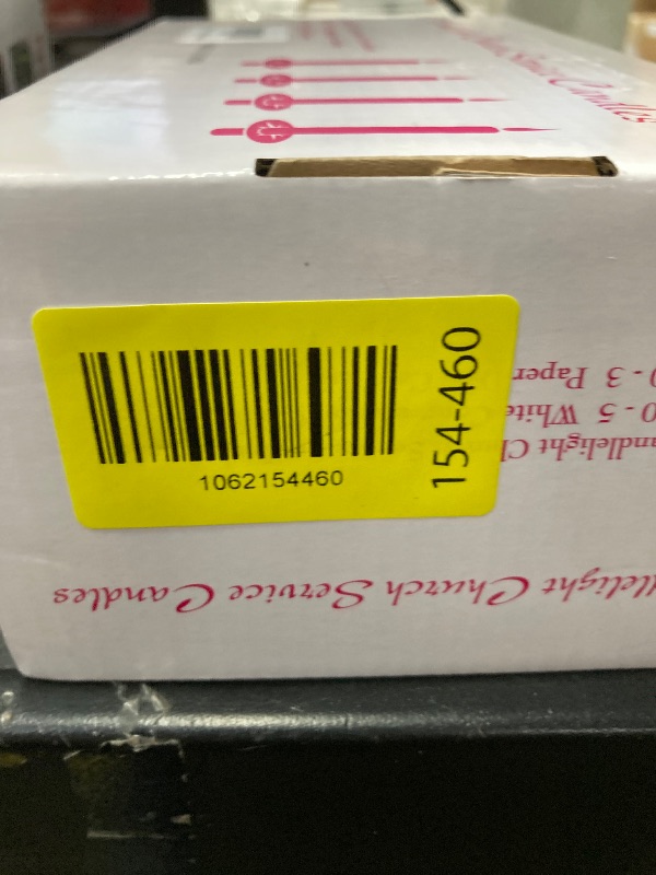 Photo 1 of 100-Pack White Unscented Taper Candles with Drip Protectors, 4.7" x 0.47" - Smokeless Pure Wax Prayer Candles for Church, Vigil, Memorial, Shabbat & Religious Services