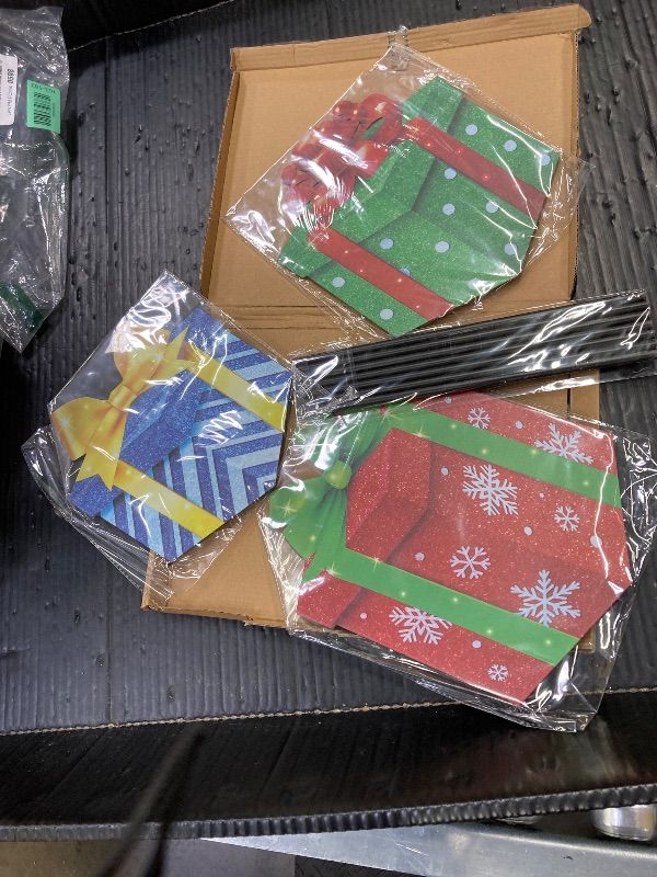 View 3 of ***SMALL***Drydiet 3 Pack Metal Christmas Yard Signs Decor Xmas Yard Stakes Outdoor with Stakes for Holiday Outdoor Garden Lawn Pathway Decoration(Gift Boxes)***SMALL***