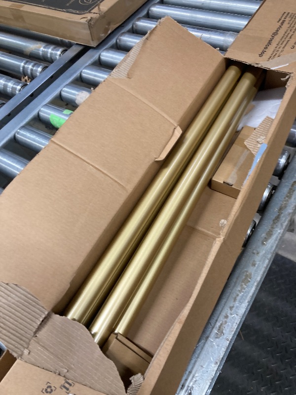 Photo 1 of 1 Inch Gold Curtain Rods for Windows 140 to 195 Inches (6 to 12 ft), USFOOK Telescoping Single Drapery Rod, Decorative Curtain Rod with Luxury Translucent Finials