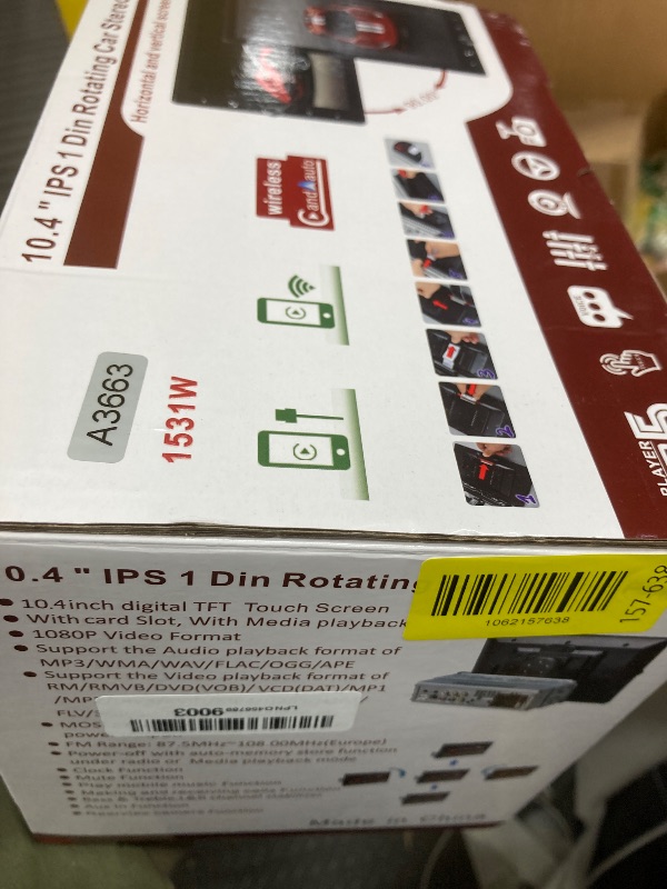 Photo 1 of 10.4" Single Din Single Din Touchscreen Car Stereo Wireless Carplay& Android Auto,Car Radio Stereo Bluetooth,Mirror Link,FM,Subwoofer,SWC,Backup Camera Voice Control Manual Rotatable Screen