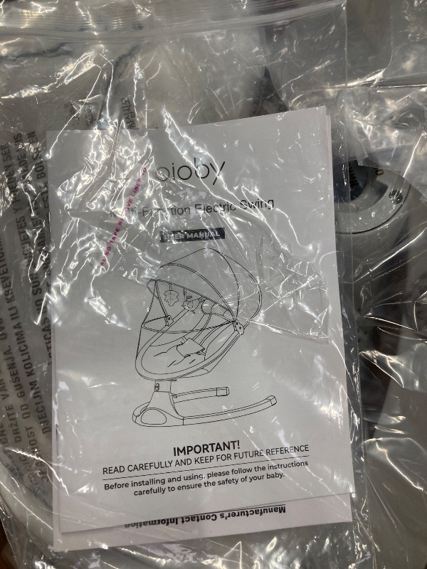 Photo 1 of ***MISSING PIECES***Electric Baby Swing, Caveen Infant Swing Rocker with Remote Control, 5 Sway Speeds, Bluetooth Music, Grey
***MISSING PIECES***