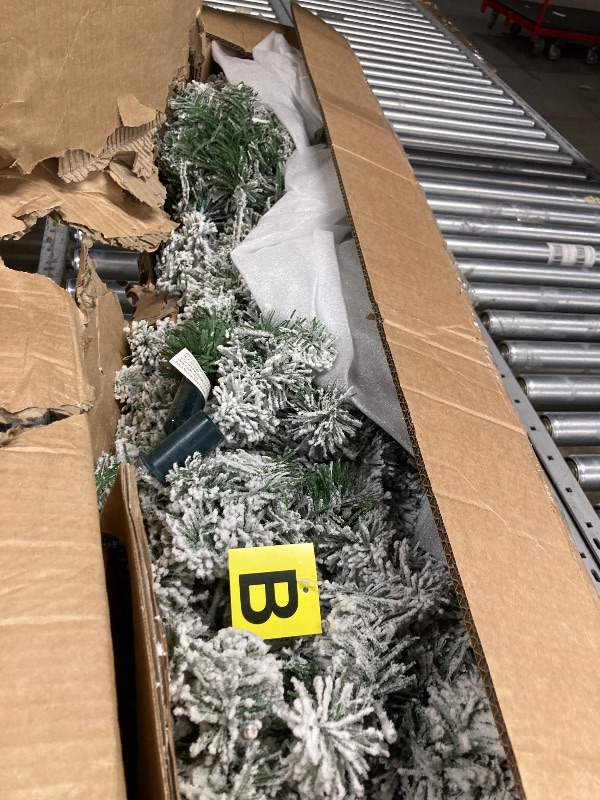 Photo 1 of ***STAND IS MISSING***Best Choice Products Flocked Pencil Christmas Tree, Pre-Lit Slim 6ft Artificial Holiday Decoration, 2-in-1 White & Multicolor Lights, Lighted Décor***STAND IS MISSING***