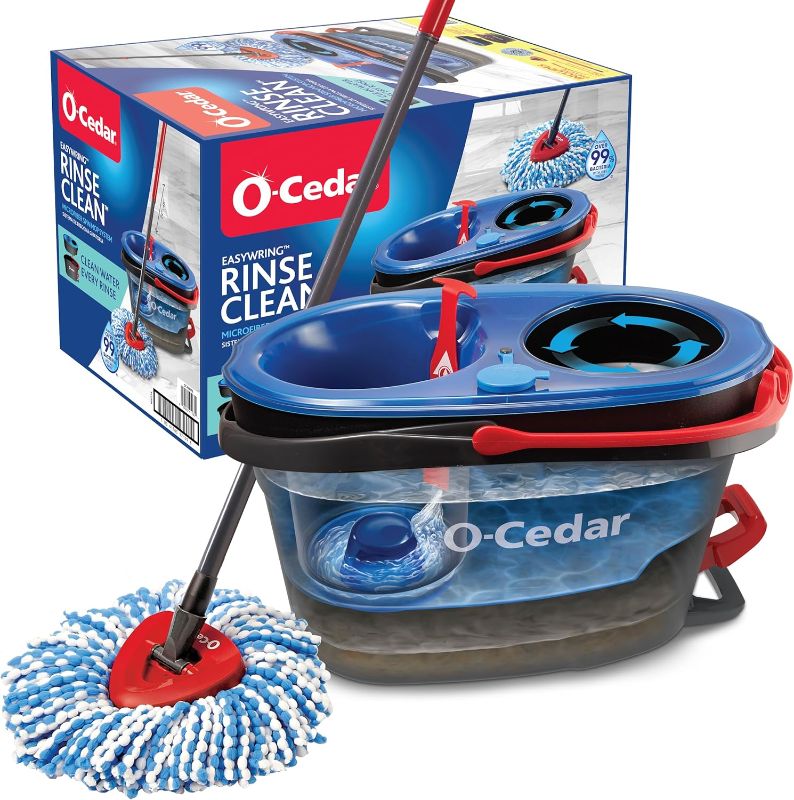 Photo 1 of **BUCKET IS CRACKED/PARTS ONLY**O-Cedar RinseClean Spin Mop & Bucket System | Clean with Water | Removes 99% of Bacteria