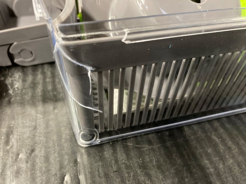 Photo 1 of ***CONTAINER IS CRACKED AS PICTURED***LSLCQW Vegetable Chopper: 16 in 1 Food Chopper - Onion Vegetable Slicer Cutter Dicer, Veggie Cutter with Container, 7 Blades, Kitchen Gadgets for Carrot Salad Garlic Potato Slicer (Grey)***CONTAINER IS CRACKED AS PICT
