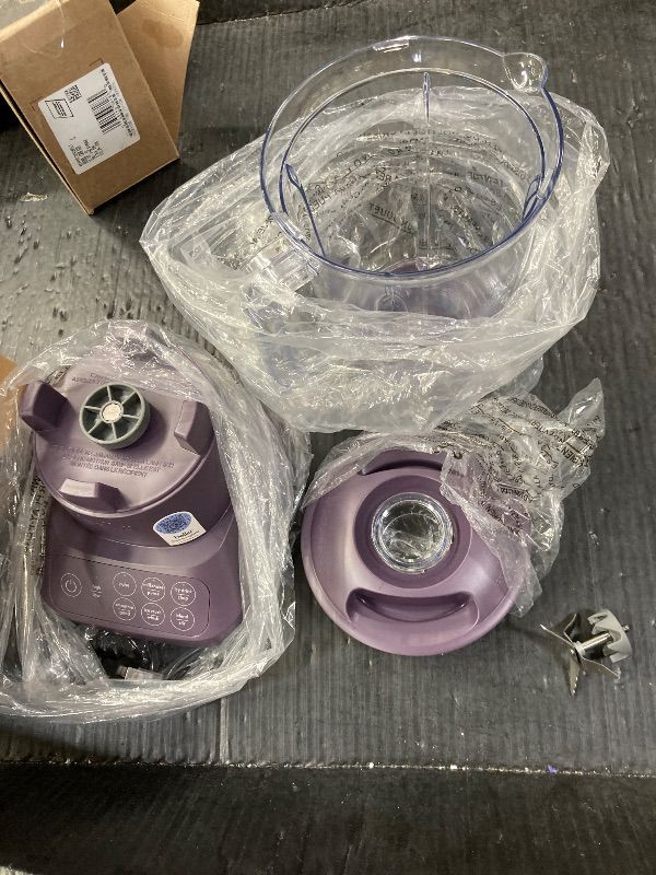Photo 1 of ***CRACKED ***THIS ITEM SOLD FOR PARTS ONLY*** 10 Speed Countertop Blender, Juicer & Smoothie Maker, Fits-anywhere™ Kitchenware, Slim Flip & Store Design, Dishwasher Safe 48oz Capacity Pitcher & Lid, Stainless Steel Blade, 450 Watt, Plum***THIS ITEM SOLD 