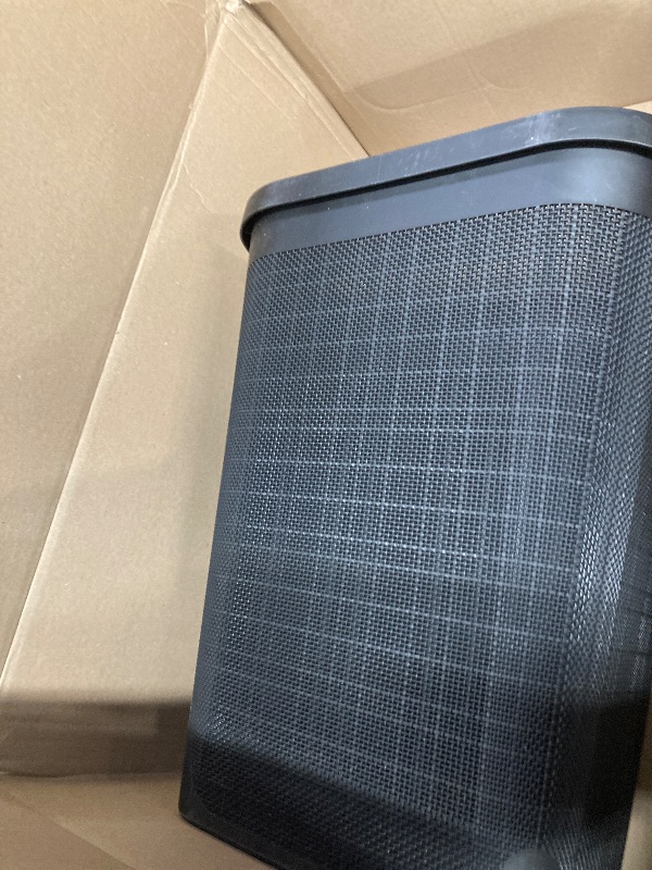 Photo 1 of ***LID ID MISSING***Mind Reader 60L Slim Laundry Hamper, Clothes Basket, Lid, Linen Design, Plastic, Black***LID ID MISSING***