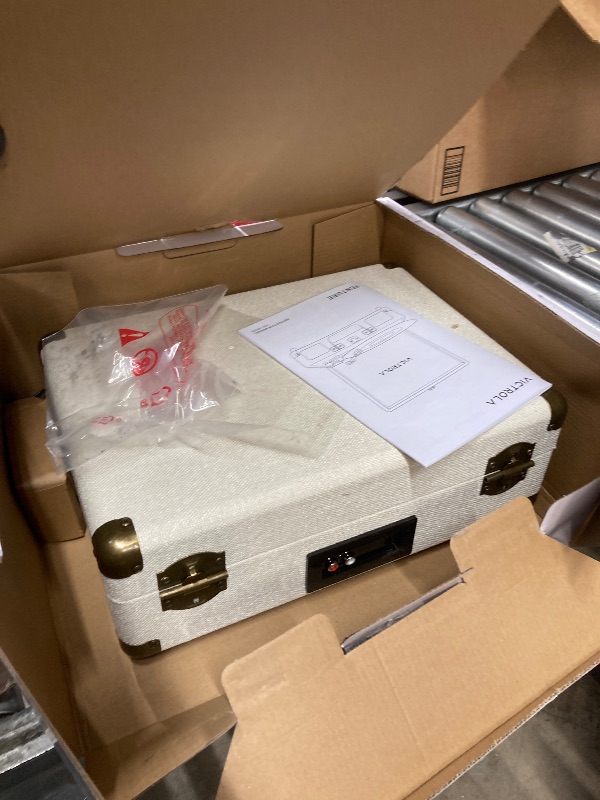 Photo 1 of ***MISSING CORDS, USED/UNTESTED -SELLING AS IS*** Victrola Venture Bluetooth Portable Mid-Century Modern Suitcase Record Player with 3-Speed Turntable & Built-in Speakers | Oak