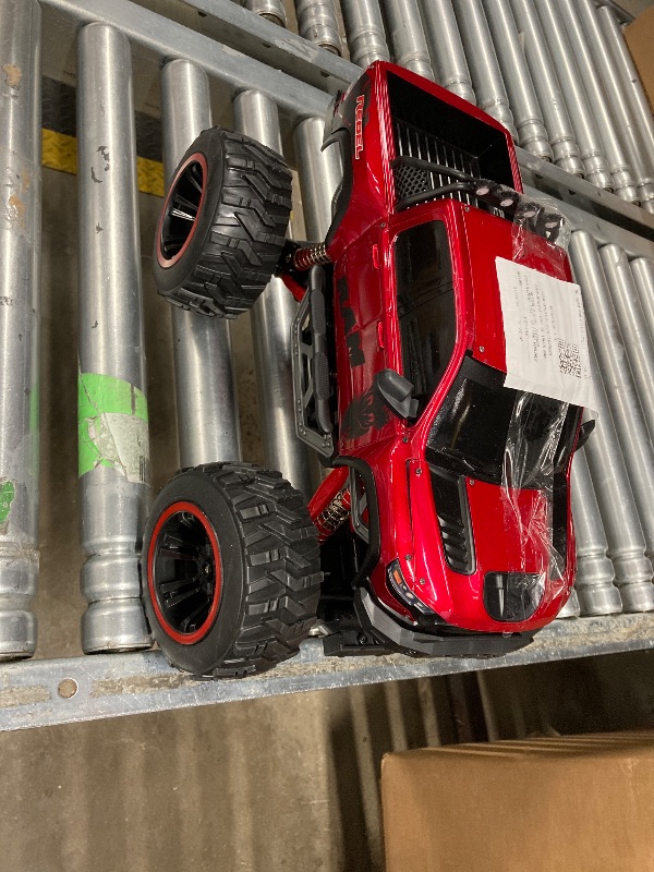 Photo 1 of **MISSING PARTS/NO REMOTE**Motor Dayz RC 4WD Heavy Metal RAM 1500 Pickup Truck – 1:14 Scale, Officially Licensed Stamped Metal Body, 4x4 All-Wheel Drive, 2.4GHz Full-Function Remote Control, Ready-to-Run, USB Charging, Red