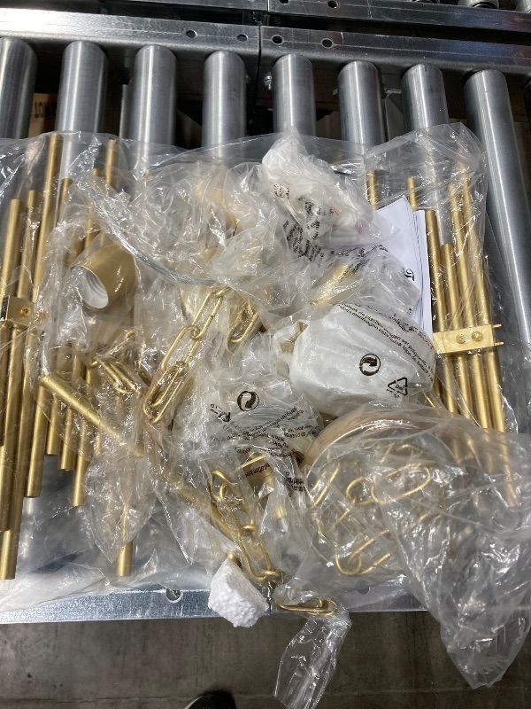 Photo 1 of ***DAMAGE -SELLING AS IS*** TOCHIC Gold Chandelier Light Fixture 21" D, 4 Lights Modern Farmhouse Drum Chandeliers Rustic Hanging Pendant Ceiling Light Fixture for High Ceilings Dining Living Room Foyer Kitchen Entryway Hallway