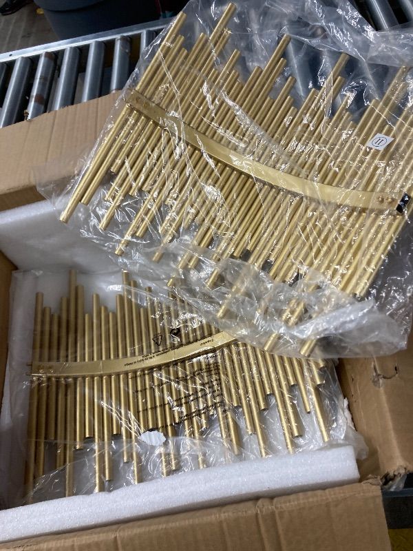 Photo 1 of ***DAMAGE -SELLING AS IS*** TOCHIC Gold Chandelier Light Fixture 21" D, 4 Lights Modern Farmhouse Drum Chandeliers Rustic Hanging Pendant Ceiling Light Fixture for High Ceilings Dining Living Room Foyer Kitchen Entryway Hallway