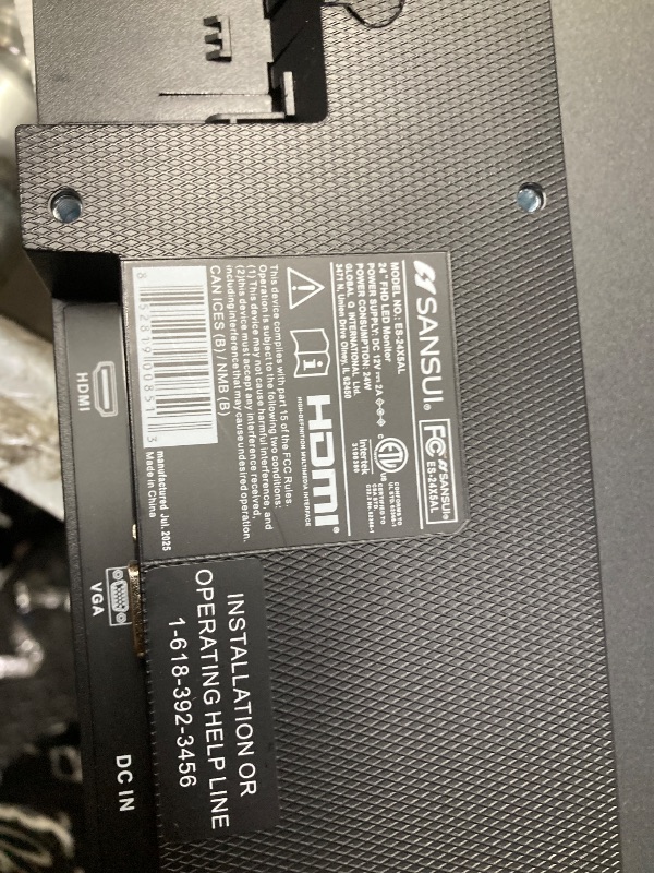 Photo 1 of ***Broken screen**MISSING PIECES****SANSUI Computer Monitor 24 inch Eye Care FHD 1080P Display HDMI,VGA Ports with 178° Viewing Angle/Frame-Less/Tilt/VESA Compatible for Office and Home