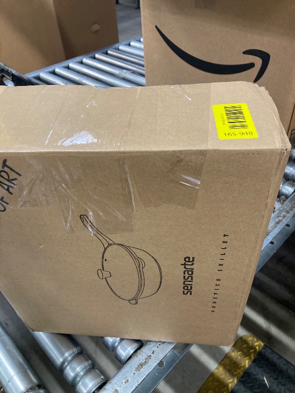 Photo 1 of ***PAN IS MISSHAPPEN*LID DOES NOT FIT RIGHT***SENSARTE Nonstick Ceramic Saute Pan 12-Inch, 5QT Non-toxic Deep Frying Pan Skillet with Lid, Healthy No Teflon Cookware, Stay Cool Handle, Induction Compatible, PFAS Free***PAN IS MISSHAPPEN*LID DOES NOT FIT R