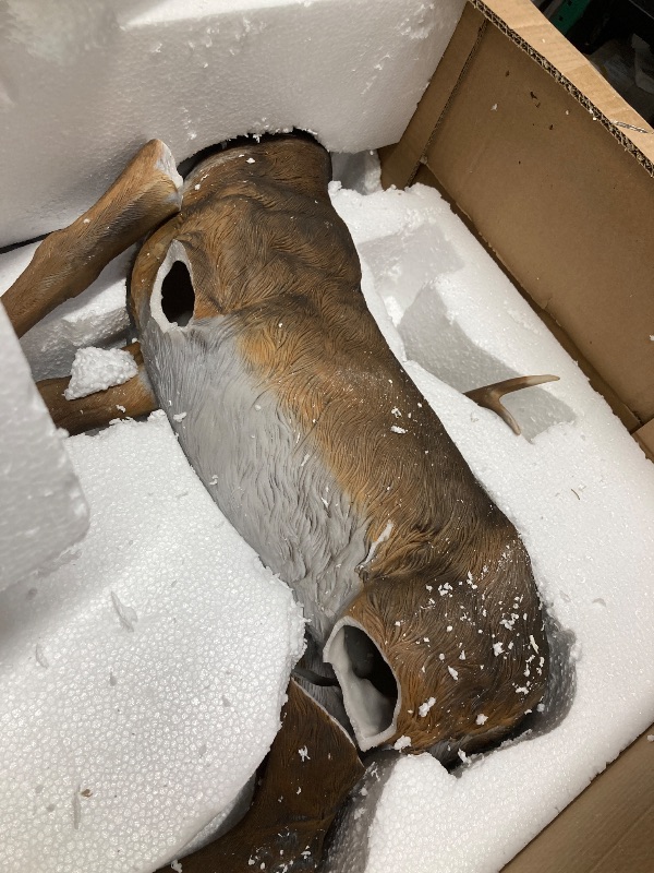 Photo 1 of ****BROKEN LEGS*****Design Toscano Big Rack Deer Buck Indoor/Outdoor Garden Decoy Animal Statue, 28 Inch Long, 24 Inch Tall, Cast Stone Resin, Brown Finish