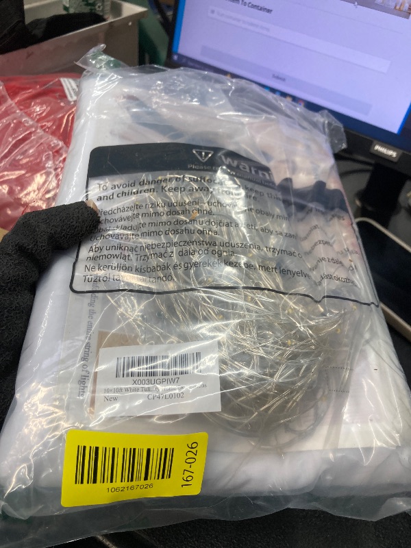 Photo 1 of 10×10ft White Tulle Backdrop Curtain with Lights String for Parites, Sheer Curtain Backdrop Drapes for Wedding Party Home Decorations