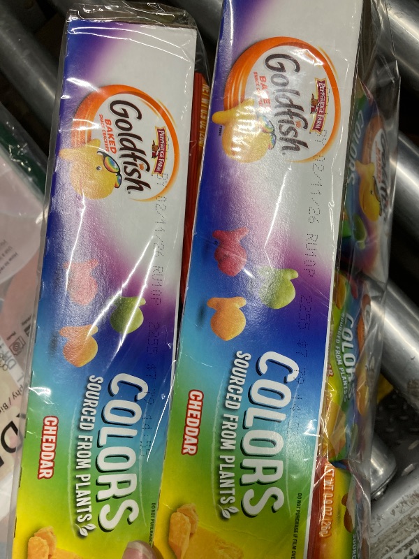 Photo 1 of 2 PACK Goldfish Colors Cheddar Crackers, Snack Pack, 0.9 oz, 9 CT Multi-Pack Tray