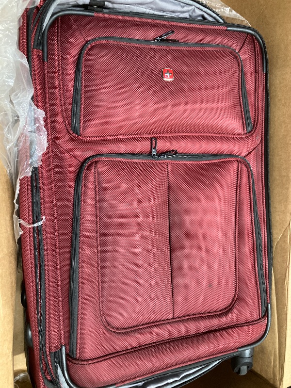Photo 1 of ***ZIPPER IS BROKE**SwissGear Sion Softside Expandable Luggage – Large Checked Suitcase with 360 Degree Wheels & Retractable Handle – 29 Inch, Perfect for 7-9 Night Trips – Burgundy