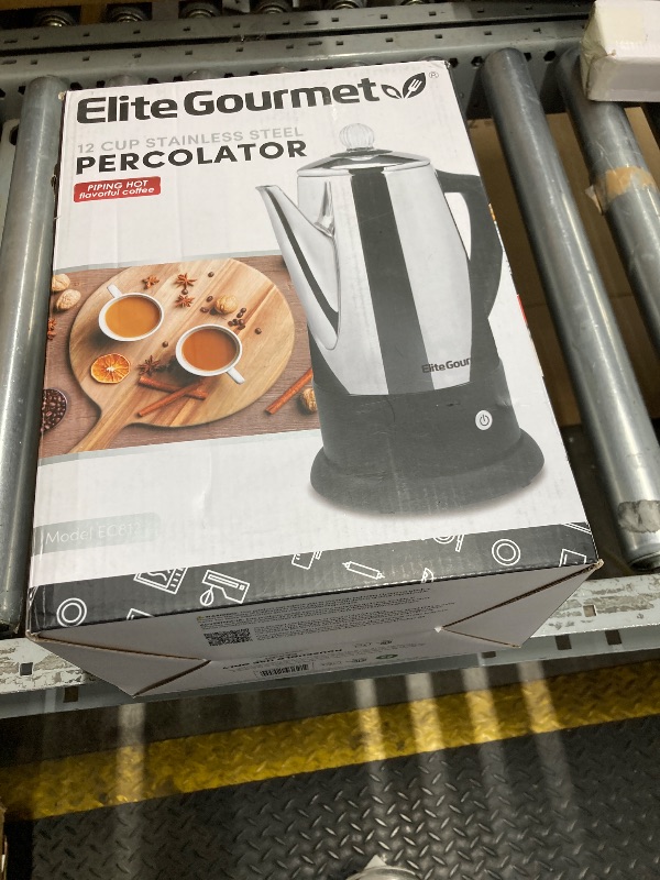 Photo 1 of ***MISSING PARTS -SELLLING AS IS *** Elite Gourmet EC812 Electric 12-Cup Coffee Percolator with Keep Warm, Clear Brew Progress Knob Cool-Touch Handle Cord-less Serve, Stainless Steel