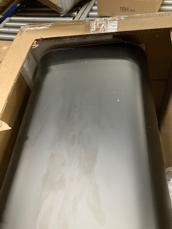 Photo 1 of **damaged**Amazon Basics Rectangular Metal Trash Can With Soft-Close Foot Pedal, Fingerprint Resistant, Removable Inner Bucket, 32 liter/8.5 gallon, Black, 14"L x 14"W x 25.3"H