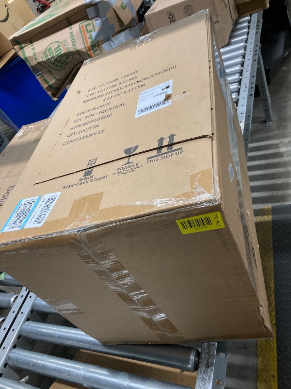 Photo 1 of **damaged**Amazon Basics Rectangular Metal Trash Can With Soft-Close Foot Pedal, Fingerprint Resistant, Removable Inner Bucket, 32 liter/8.5 gallon, Black, 14"L x 14"W x 25.3"H