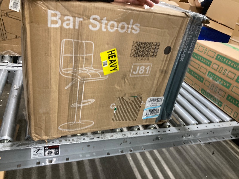 Photo 1 of ***Missing parts alert!!***DUMOS Bar Stools Set of 2, Armless Adjustable Swivel Barstools, PU Leather Hydraulic Kitchen Counter Height Bar Stools, Thickened Seat Cushion Square Island Barstools with Back, Dark Black