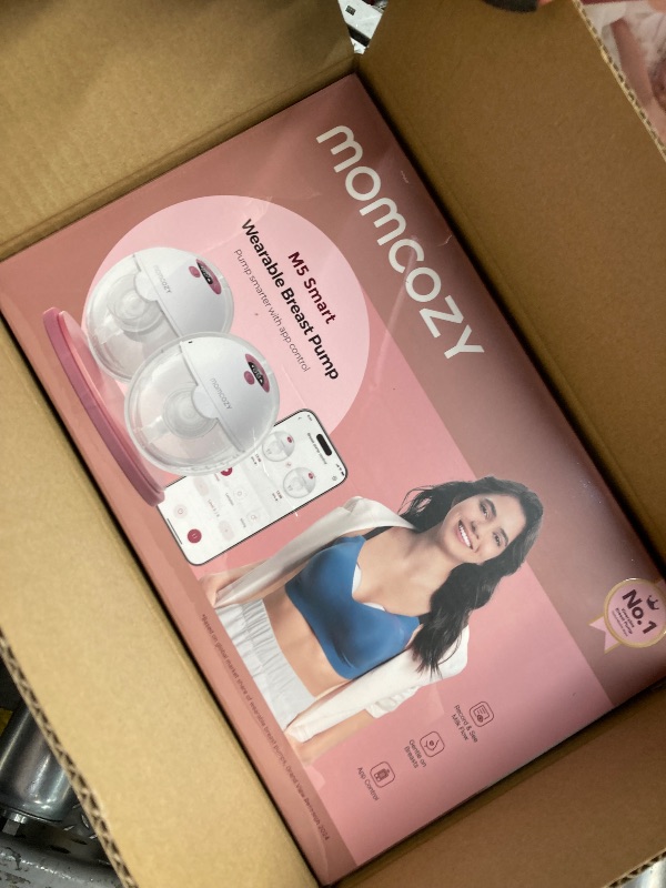 Photo 1 of  Momcozy M5 Smart APP Controlled Wearable Breast Pump, Hands-Free Wireless Electric Pump, 3 Modes 9 Suction Levels, BPA-Free, Portable Lightweight, 24mm Flange, 2-Pack Cozy Red