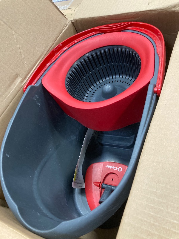 Photo 1 of ****MISSING MOP***O-Cedar EasyWring Microfiber Spin Mop, Bucket Floor Cleaning System, Red, Gray, Standard