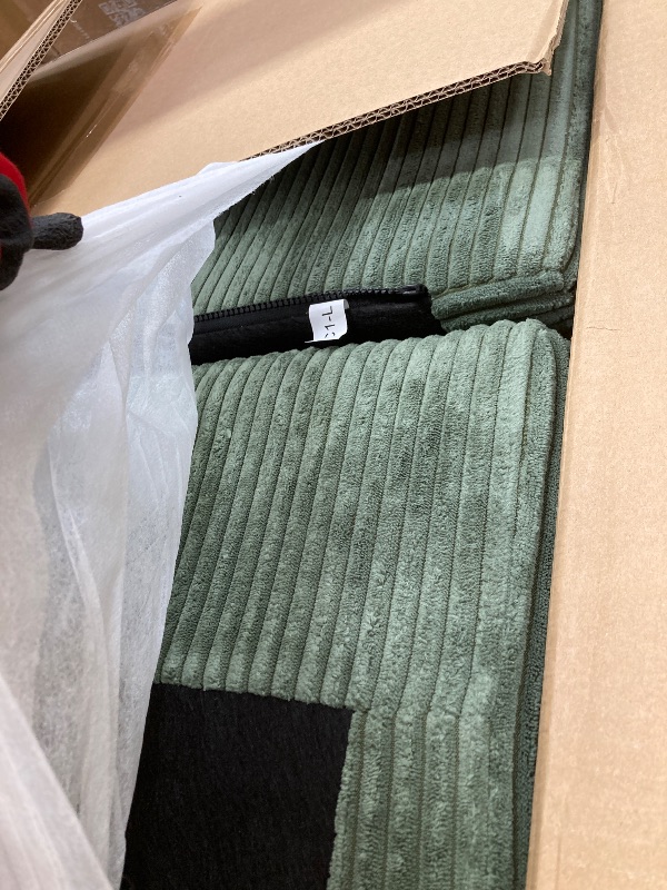 Photo 1 of ***MISSING PARTS***LINSY HOME 123'' Modular Sectional Sofa Green Couch Corduroy Cloud Couches for Living Room, L Shaped Couch with Movable Ottoman, Modern Cloud Sectional Sofas for Bedroom and Apartment, Green