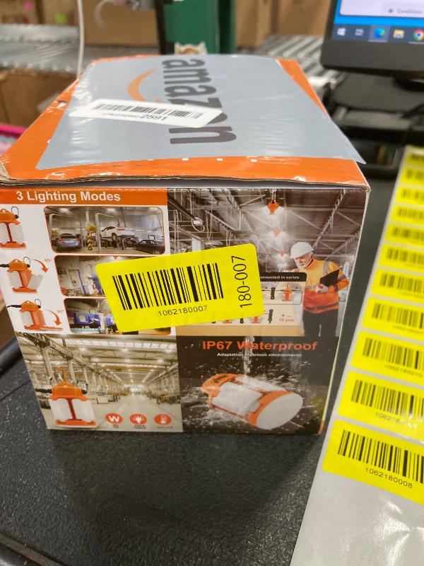 Photo 1 of ***one light broken***60w LED Temporary Work Light,9000Lm 5000K Super Bright Construction Lights 4 Adjustable Light Panels,Led Work Light IP67 Dust Waterproof with Hook Portable Linkable for Job Site Garage Lighting***one light broken***