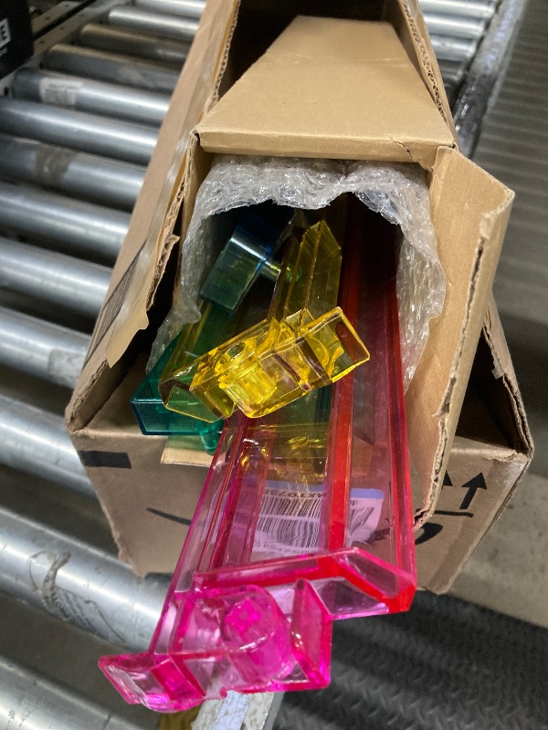 Photo 1 of **MISSING ONE GREEN**Silanit Clear Mahjong Racks with Pushers – Long-Lasting Tile Holder Set of 4 with Bonus Dice, Multi-Color Trays for American Mahjong, Game Nights, Clubs, or Travel