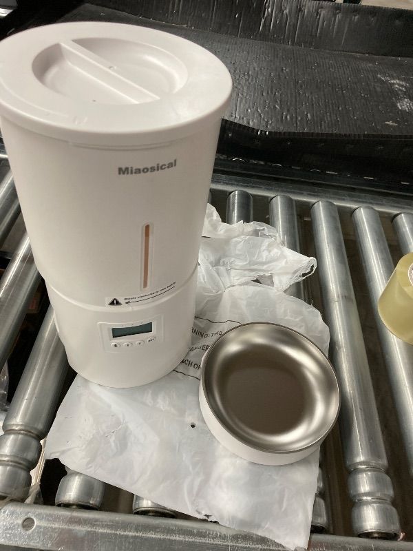 Photo 1 of **MISSING PARTS/NO POWER PLUG/MISSING ONE BOWL**Automatic Cat Feeder for 2 Cats,6 Meals/Day,12 Portions/Meal,Dual Power Double Bowls,Dry Pet Food Autofeeder,10S Voice Record,Flexible Programmable Schedule Timer(White,Stainless Dual Bowls)