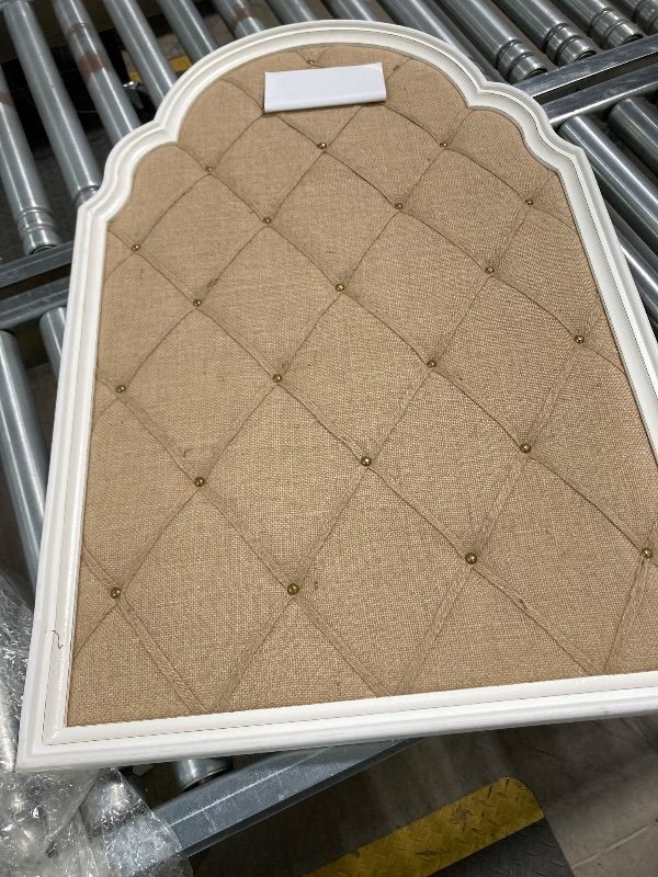Photo 1 of ***DAMAGE FRAME CRACKED -SELLING AS IS *** SOFE Farmhouse White Wood Frame Bulletin Board, 36" x 24", Linen Memo Board for Wall, Decorative Office Décor