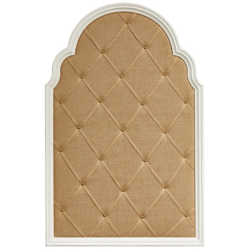 Photo 1 of ***DAMAGE FRAME CRACKED -SELLING AS IS *** SOFE Farmhouse White Wood Frame Bulletin Board, 36" x 24", Linen Memo Board for Wall, Decorative Office Décor