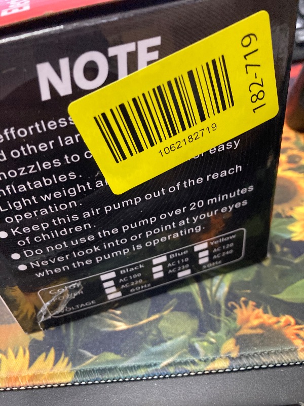 Photo 1 of ***MISSING PARTS -SELLING AS IS*** LQ-202 Electric Air Pump for Air Mattress, Air Mattress Pump for Inflatables, Quick Fill Inflator Deflator Air Pump Perfect for Outdoor Camping Inflatable Boat Blow Up Pool Water Toy Car Air Bed