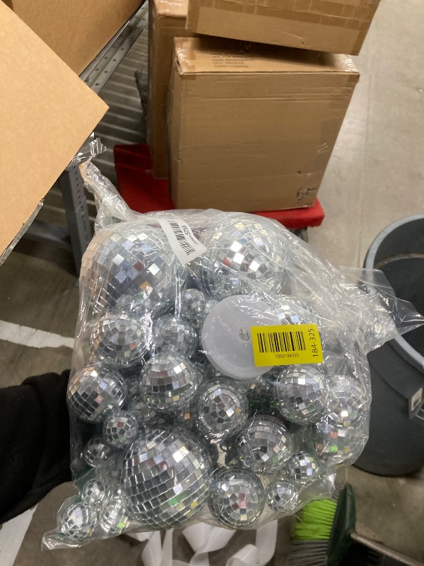 Photo 1 of **MISSING PARTS**54 Pcs Mini Silver Disco Balls - Hanging Mirror Ornaments for Party, Wedding, Christmas Supplies